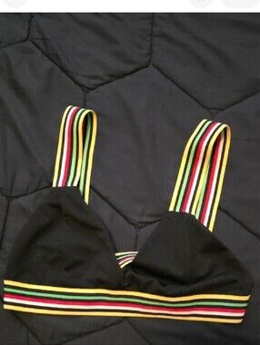 Jasmine Black Sheer Mesh Swim Coverup with Multicolor Striped Trim
